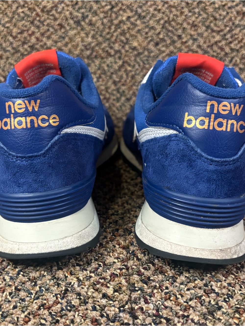 New Balance Blue and Yellow 574 Sneakers with White Laces - Picture 4 of 8